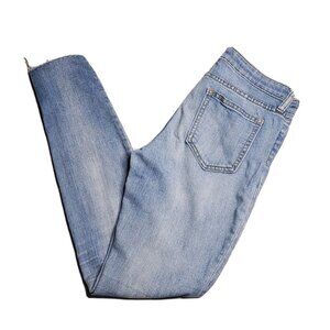 Gap Denim Womens Leggings Jeans 0 Mid Rise Medium Wash Stretch Raw Hems Ankle